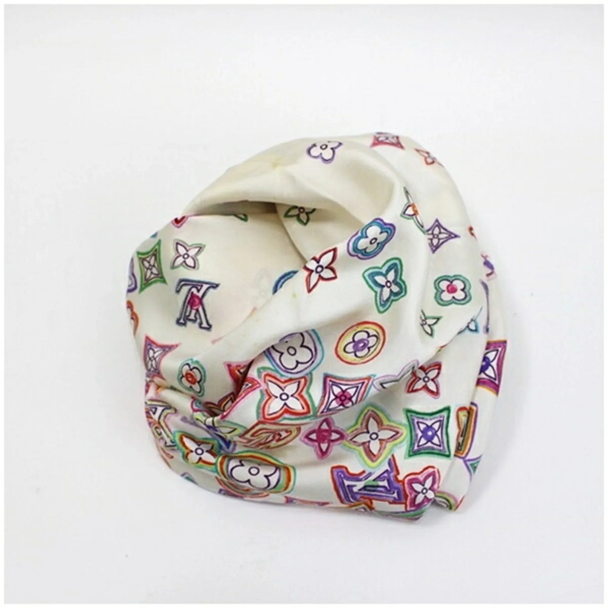 Multicolor Monogram Muffler Louis White Women's Pre-Owned Silk x (Good) Vuitton Scarf