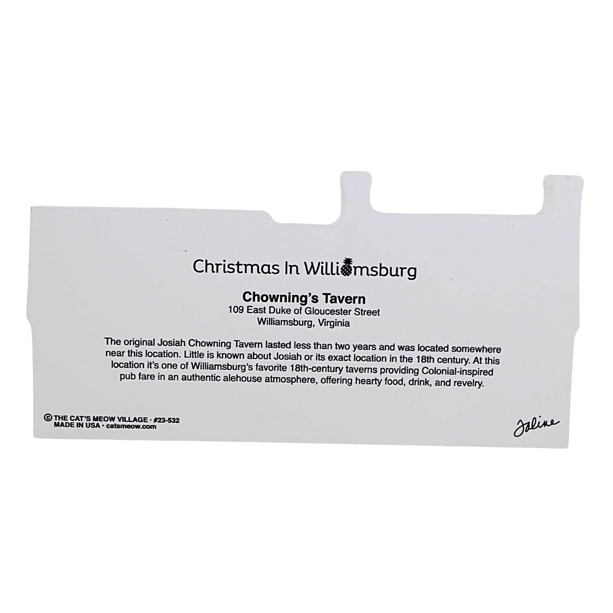 Chowning's Tavern 23532 Virginia Inch, Wood Meow One Williamsburg Building - Christmas Village 4 - Cat's